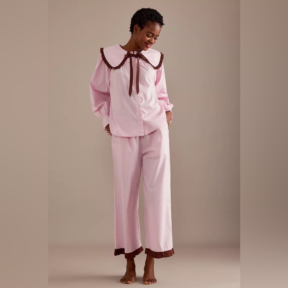 Damson Madder Maria PJ Set in Pink with Brown